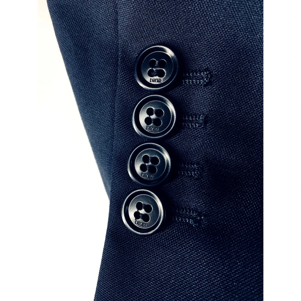 50R Dior Mens Canvassed 2 Button 100% Wool Blazer Jacket Dark Navy EUR 60R